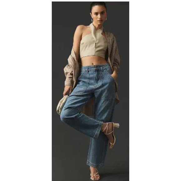 YFB Sadie Raw Hem Jeans Wide Leg Pull On Soft Festival YOUNG FABULOUS BROKE M - Picture 1 of 7
